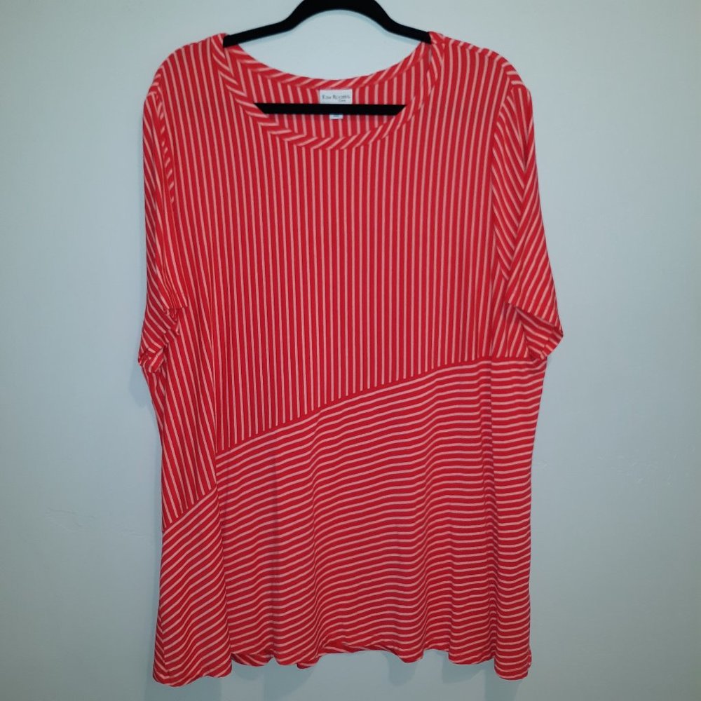 Red and White Diagonal Striped Top